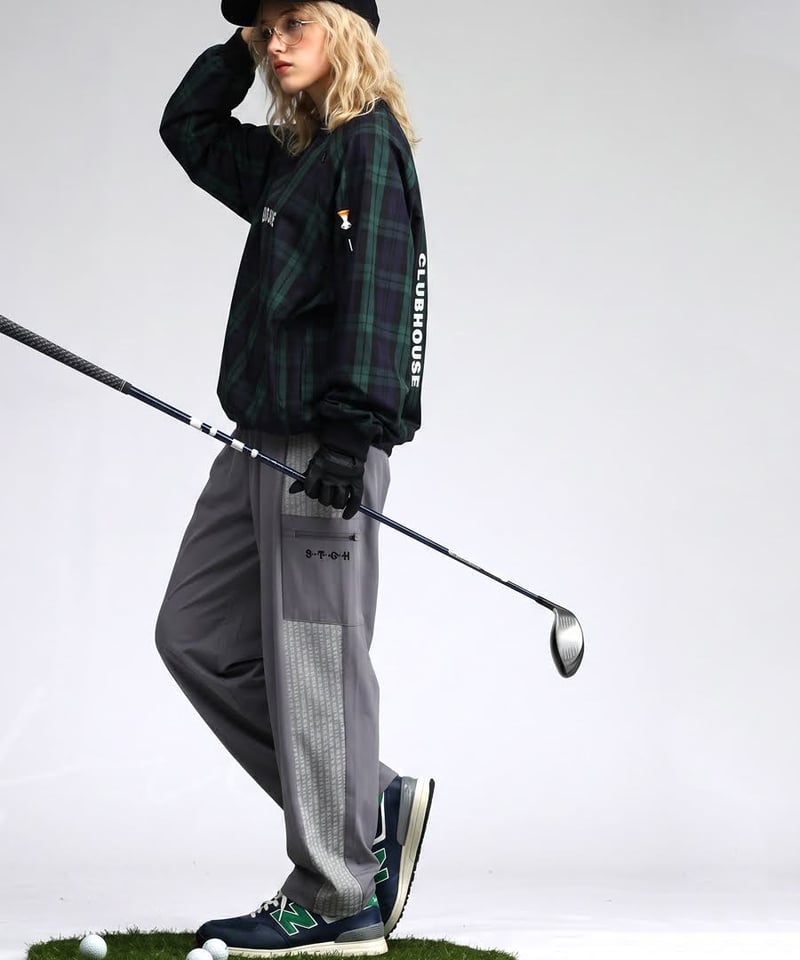 ANTIQUA GOLF×STCH】grid pattern pants-gray | 【公