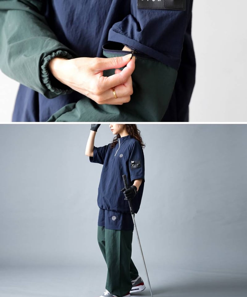 ANTIQUA GOLF×STCH】2way Zip-off Tops navy | 【公式