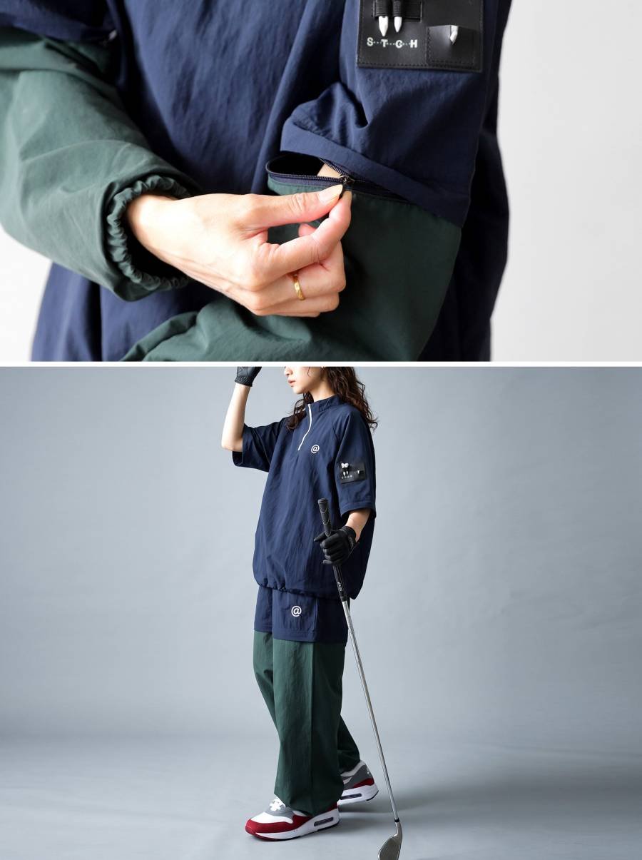 ANTIQUA GOLF×STCH】2way Zip-off Tops navy | 【公式
