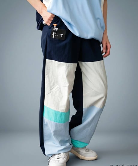 【ANTIQUA GOLF×STCH】Color-block Pants-navy mix