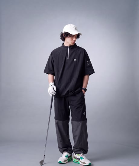 【ANTIQUA GOLF×STCH】2way Zip-off Tops  black
