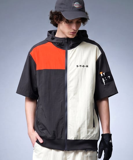 【ANTIQUA GOLF×STCH】Color block Hoodie-gray