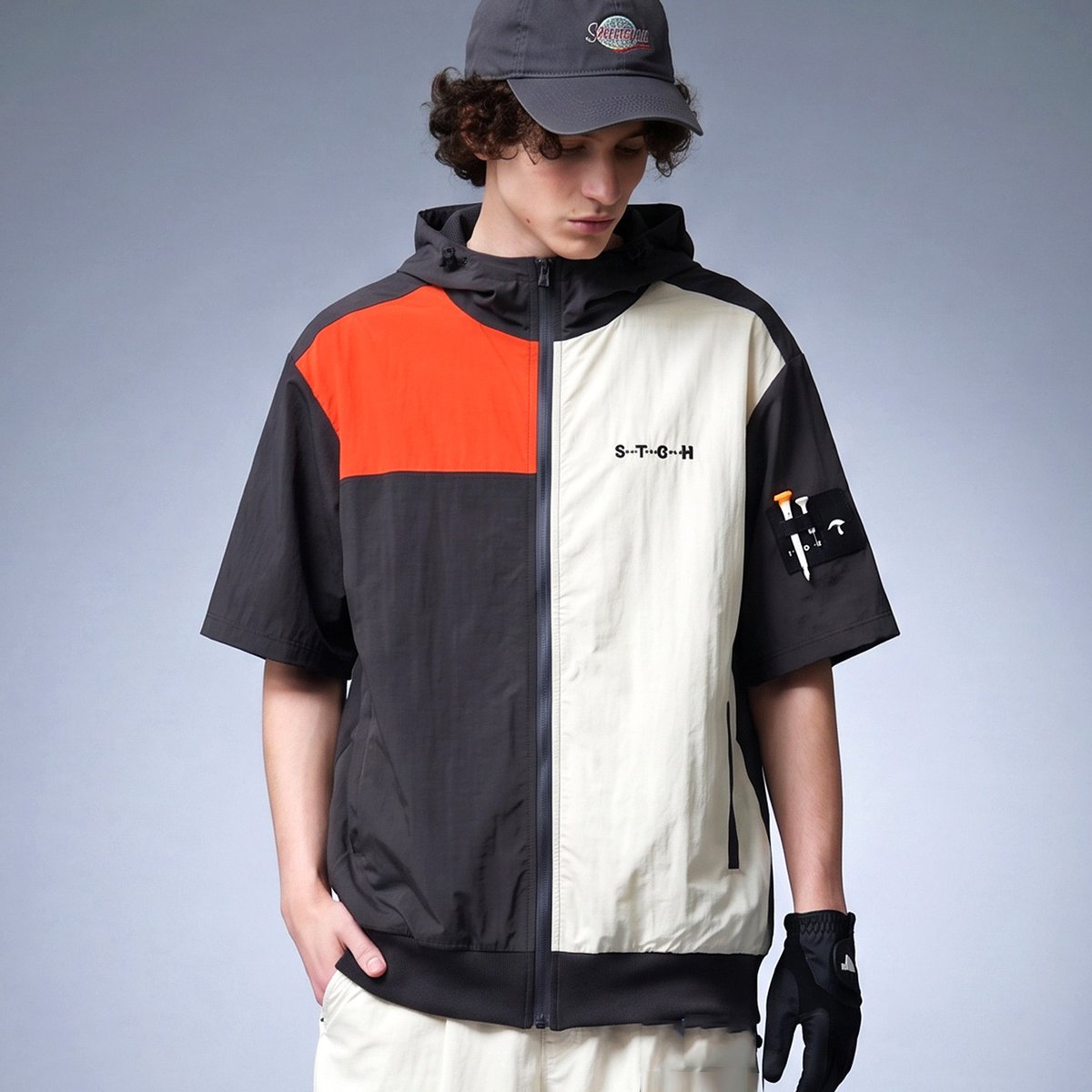ANTIQUA GOLF×STCH】Color block Hoodie-gray | 【公