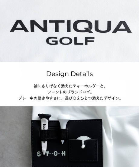 【ANTIQUA GOLF×STCH】Panel Mock Neck Tops-gray mix
