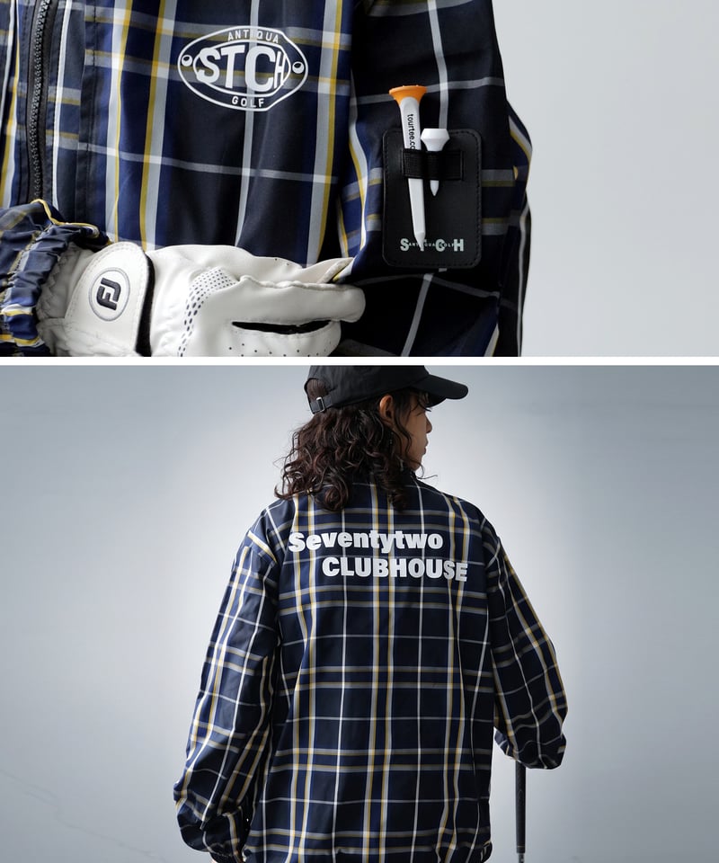 ANTIQUAGOLF×STCH】 Check Logo Tops-navy | 【公式】S