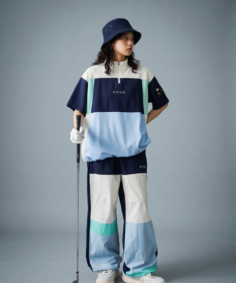 【ANTIQUA GOLF×STCH】Color-block Tops-navy mix