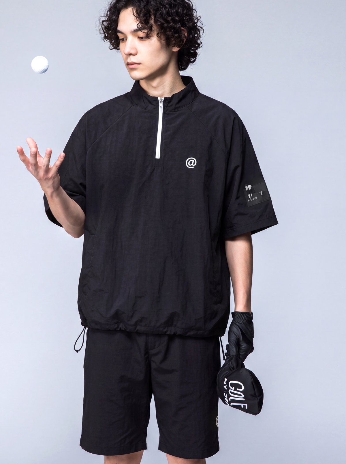 ANTIQUA GOLF×STCH】2way Zip-off Tops black | 【