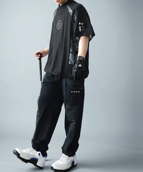 【ANTIQUA GOLF×STCH】grid pattern pants-black