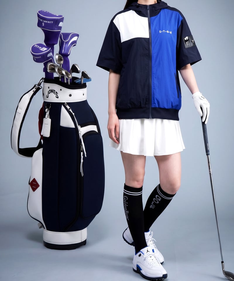 ANTIQUA GOLF×STCH】Color block Hoodie-navy | 【公