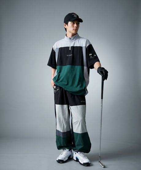 【ANTIQUA GOLF×STCH】Color-block Tops-black mix