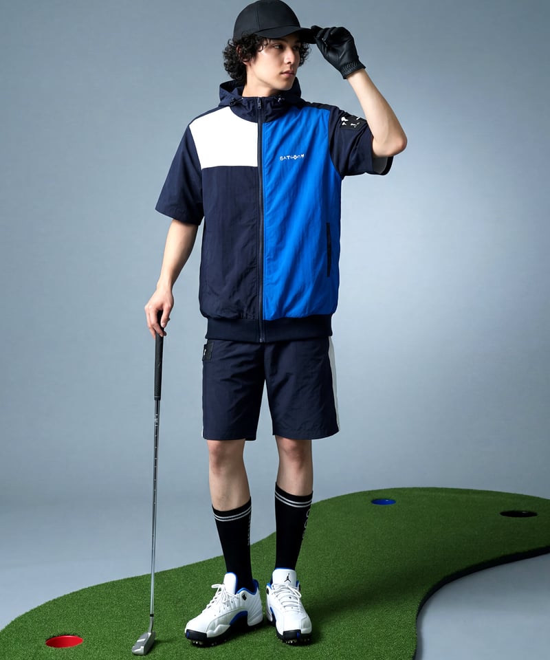 ANTIQUAGOLF×STCH】UNISEX（ユニセックス）ゴルフウェア ANTIQUA GOLF×STCH】Color block Hoodie-navy | 【公