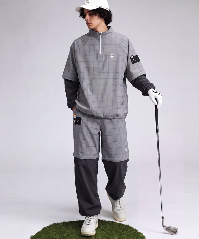 ANTIQUA GOLF×STCH】2way Check Pullover-Glen Che