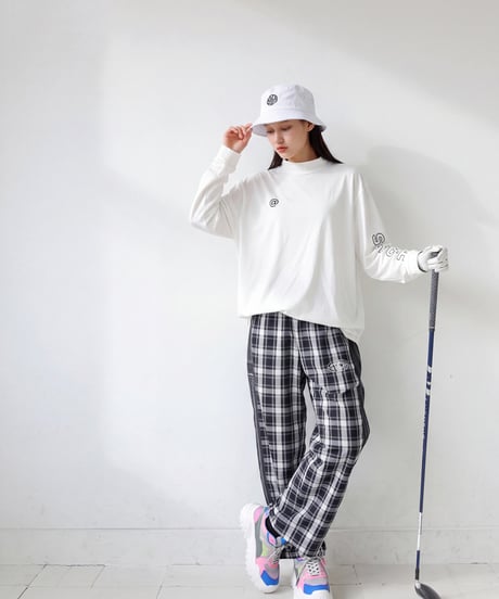 【ANTIQUAGOLF×STCH】 Check Logo Pants-black