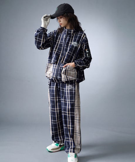 【ANTIQUAGOLF×STCH】 Check Logo Skirt-navy