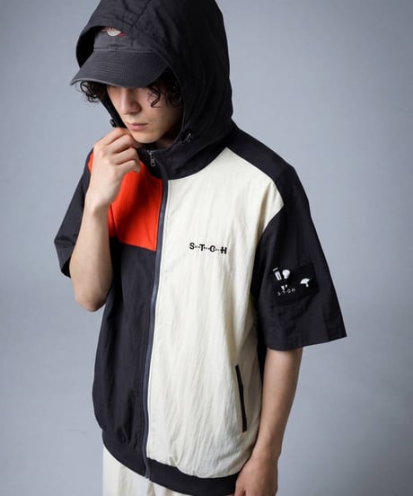【ANTIQUA GOLF×STCH】Color block Hoodie-gray