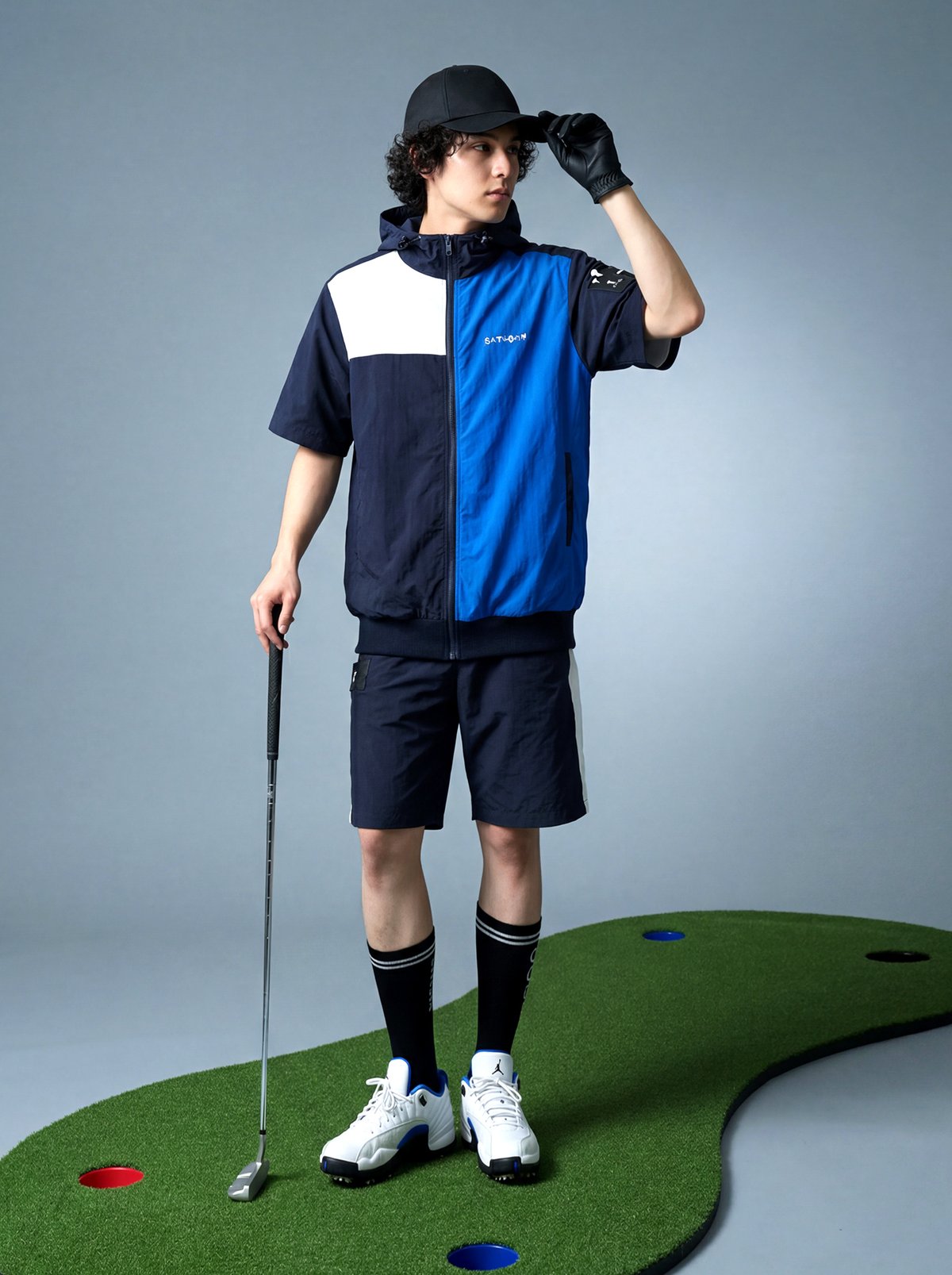 ANTIQUA GOLF カラーブロックパンツ ANTIQUA GOLF×STCH】Color block Pants-navy | 【公式