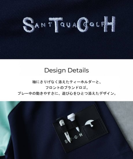 【ANTIQUA GOLF×STCH】Color-block Tops-navy mix