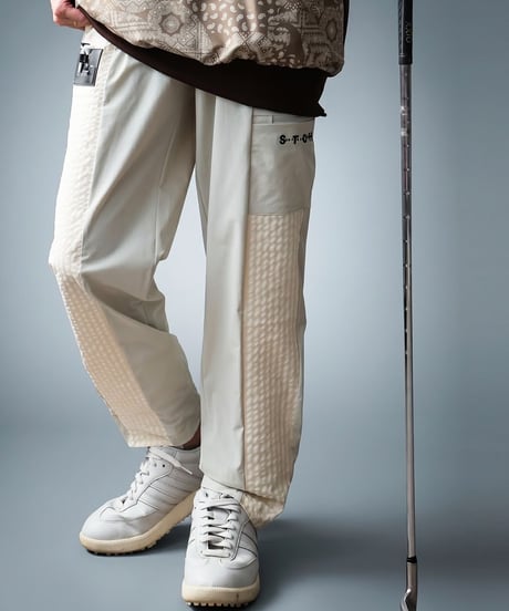 【ANTIQUA GOLF×STCH】grid pattern pants-beige