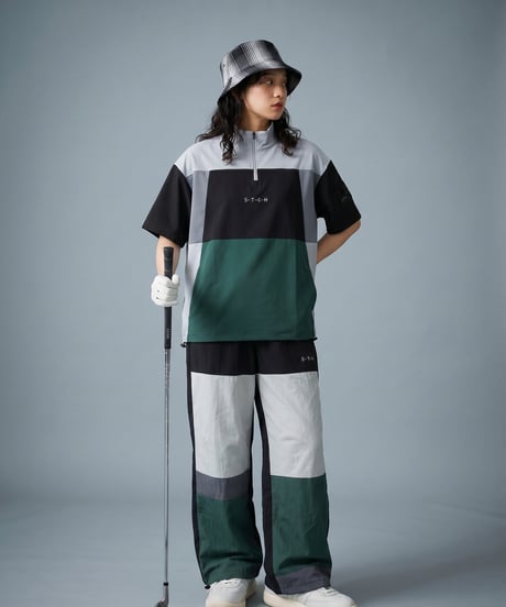 【ANTIQUA GOLF×STCH】Color-block Tops-black mix