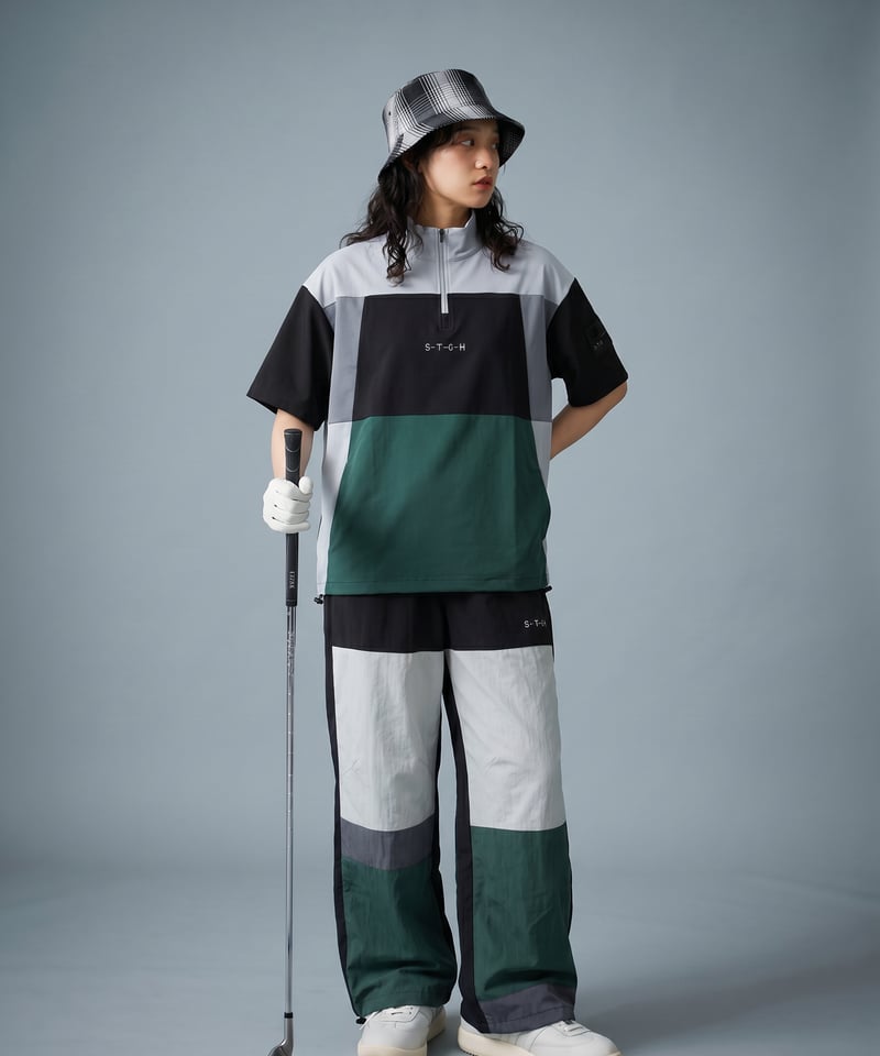 ANTIQUA GOLF×STCH】Color-block Tops-black mix |