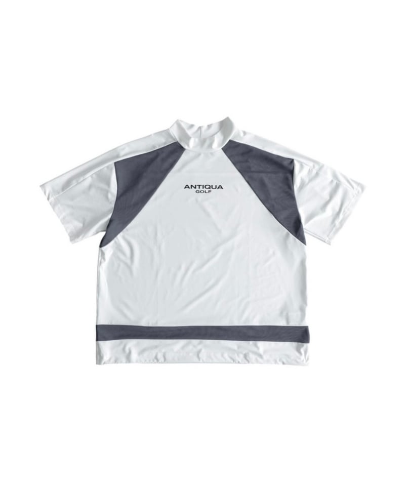 ANTIQUA GOLF×STCH】Panel Mock Neck Tops-gray mi