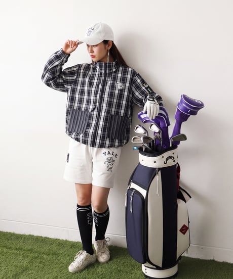 【ANTIQUAGOLF×STCH】 Check Logo Tops-black