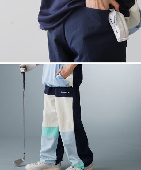 【ANTIQUA GOLF×STCH】Color-block Pants-navy mix