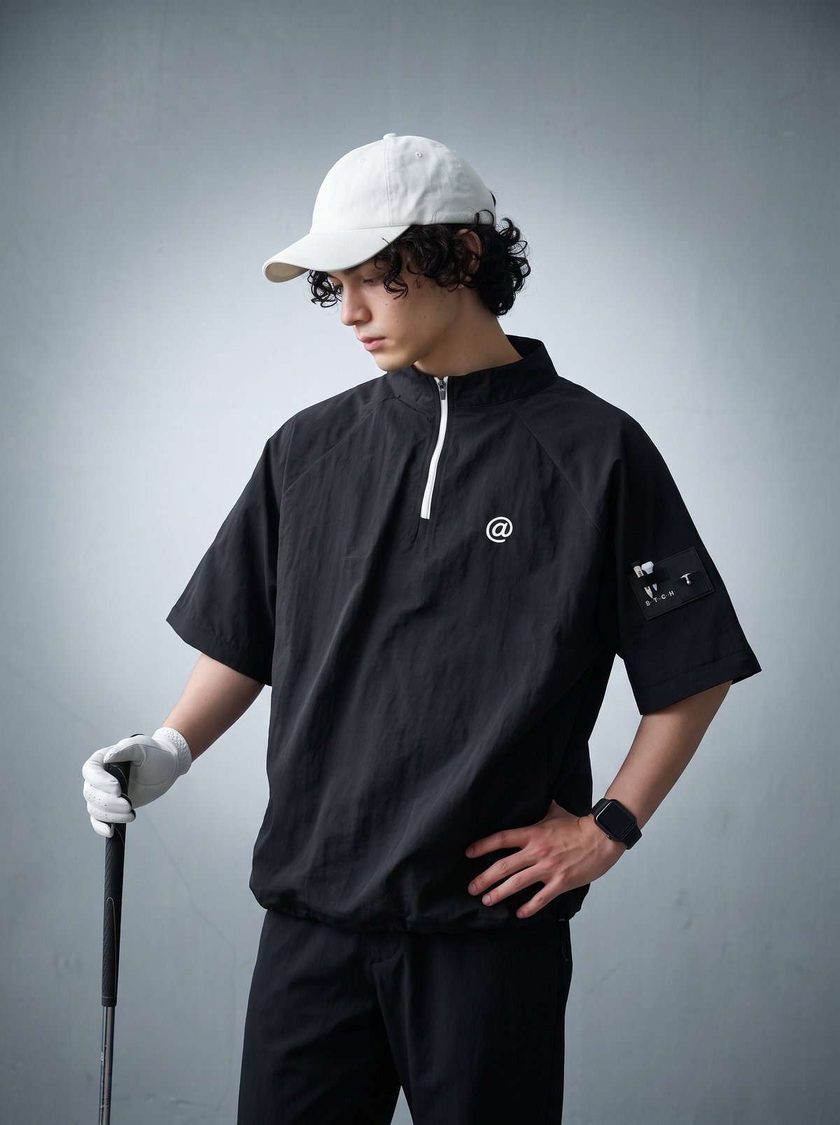 ANTIQUA GOLF×STCH】2way Zip-off Tops black | 【