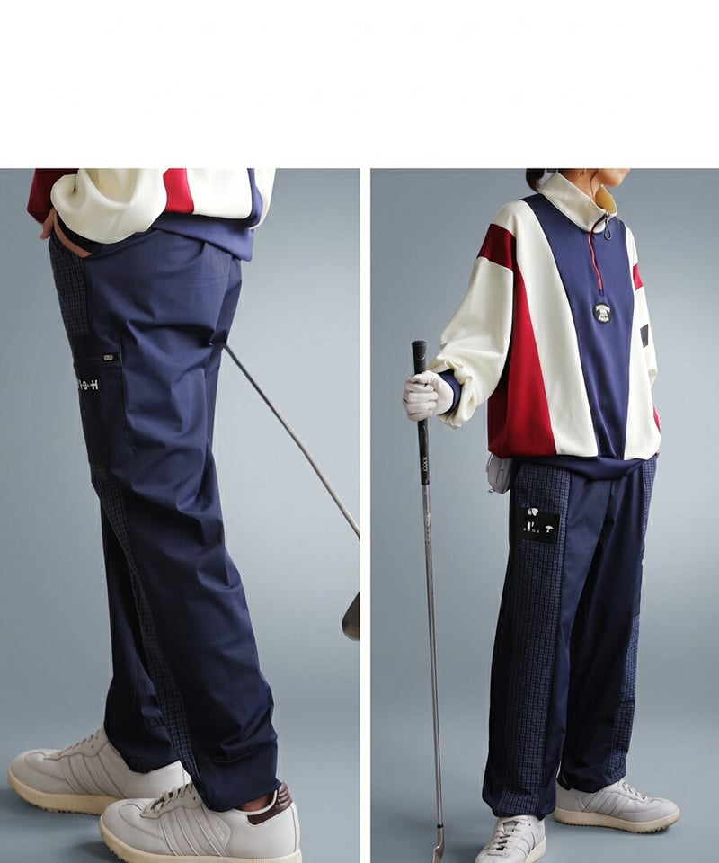 ANTIQUA GOLF×STCH】grid pattern pants-navy | 【公