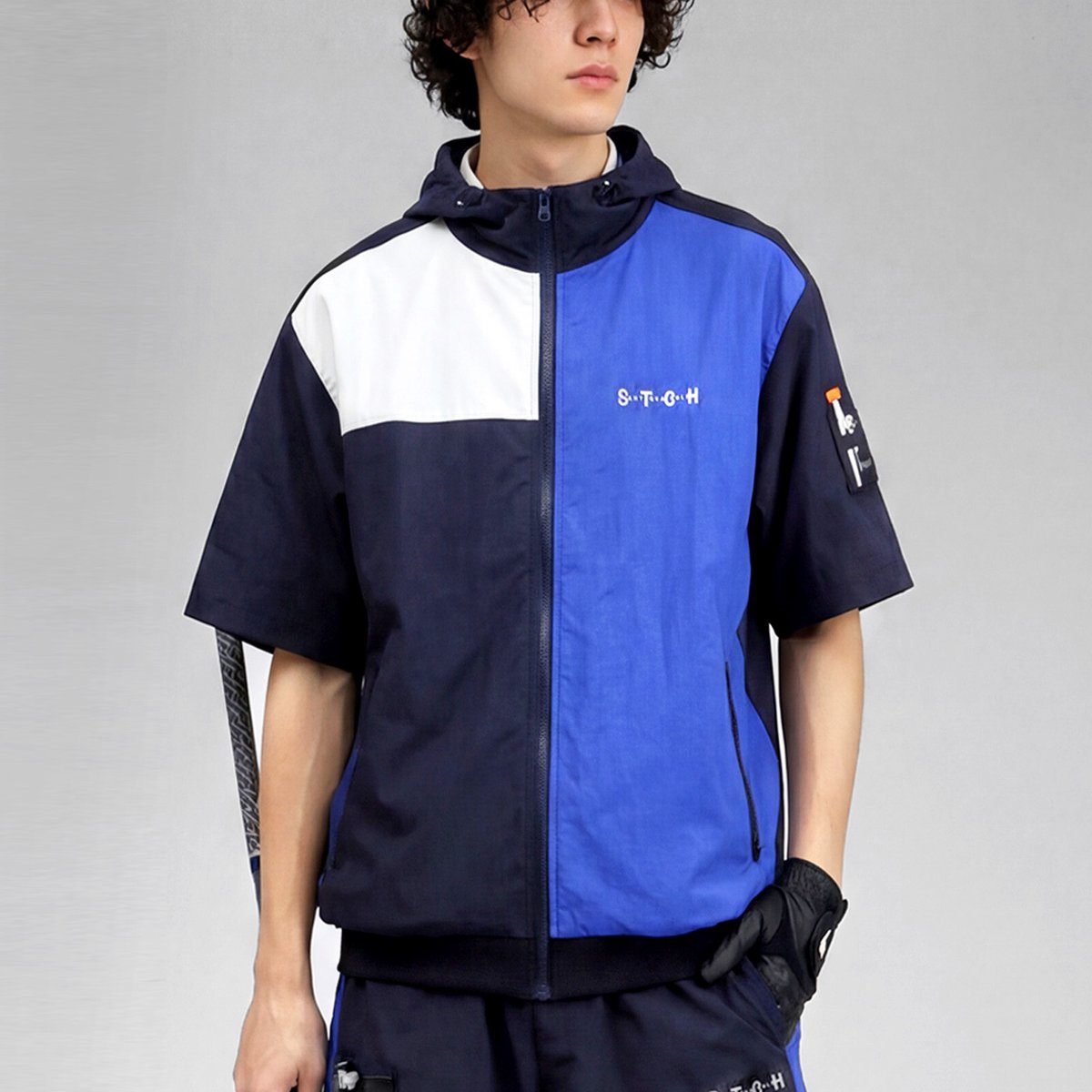 ANTIQUA GOLF×STCH】Color block Hoodie-navy | 【公