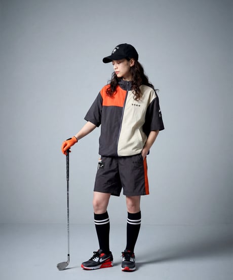 【ANTIQUA GOLF×STCH】Color block Hoodie-gray