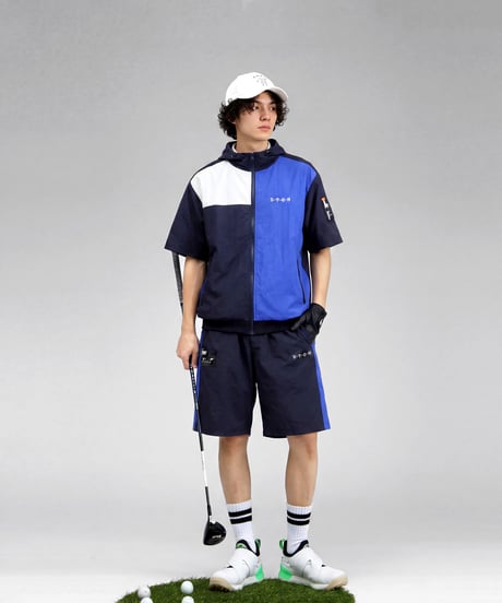 【ANTIQUA GOLF×STCH】Color block Hoodie-navy