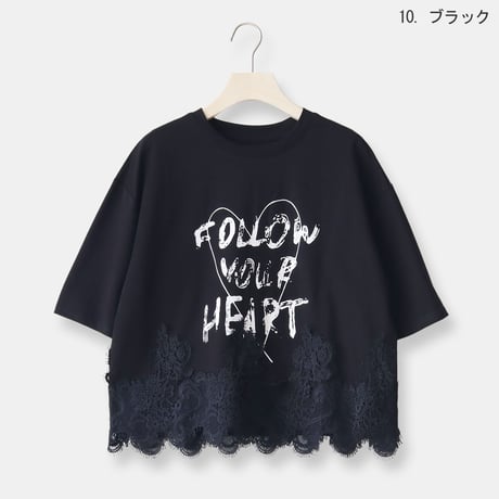 裾レースハートロゴTシャツ[22031481]vivid