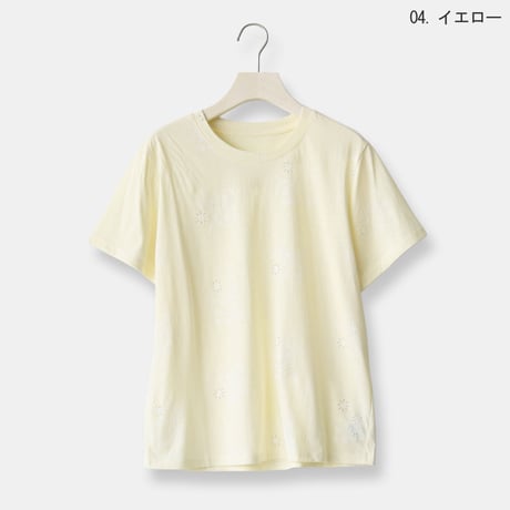 透かしレースフラワーデザインTシャツ[22031461]vivid