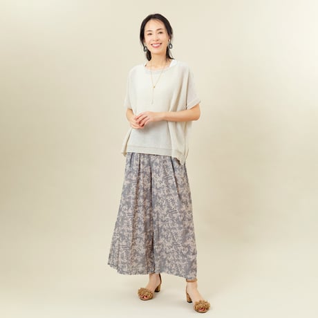 【洗える】ボタニカルプリントワイドパンツ[61217281]naturalmist