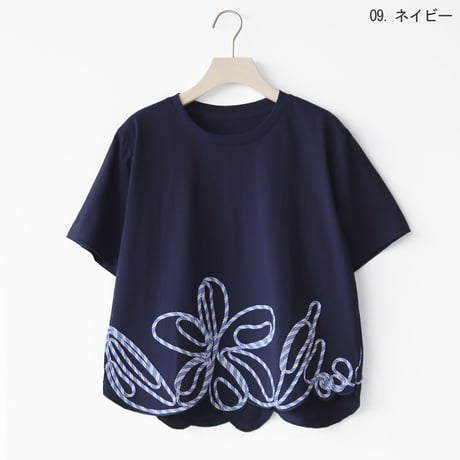 フラワーコード刺繍カットソー[41411627]naturalmist