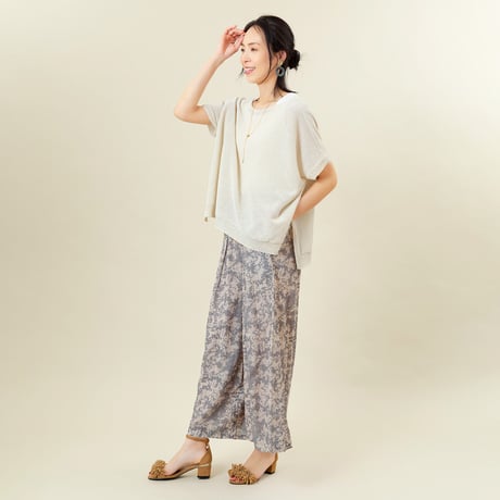 【洗える】ボタニカルプリントワイドパンツ[61217281]naturalmist