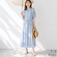 総柄デザインハーフスリーブワンピース[41416436]natural mist