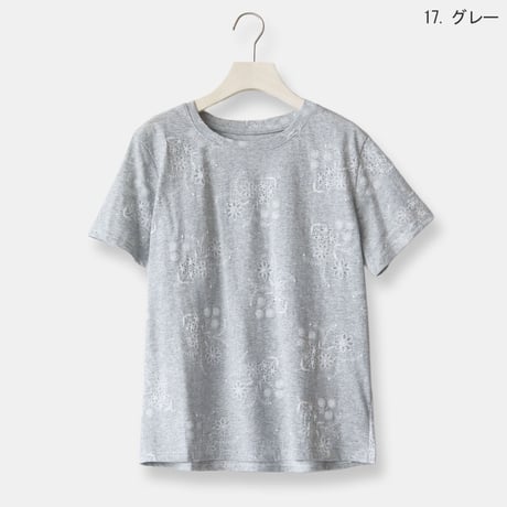 透かしレースフラワーデザインTシャツ[22031461]vivid