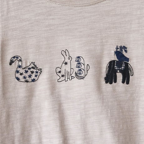 アニマルステッチ刺繍Tシャツ[22031523]vivid