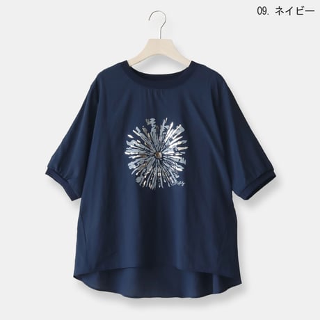 メタリックラインアートプルオーバー[41413879]natural mist