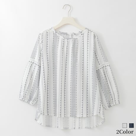 クロスステッチプリントデザインブラウス

[30113372]natural mist