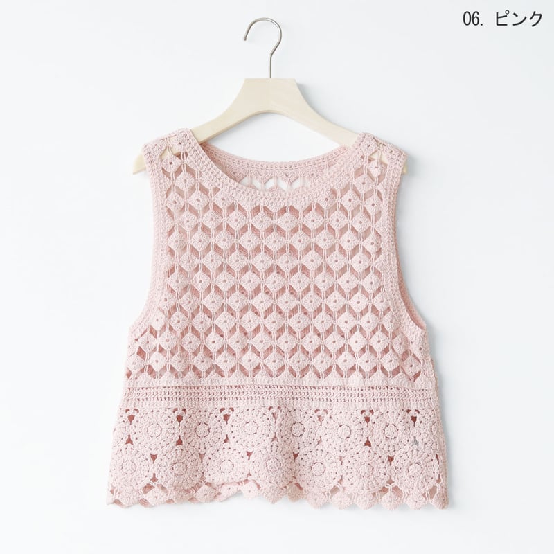 クロシェ風ニットベスト[22032350]vivid | natural mist Class