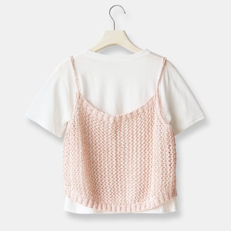 【セットアイテム】メッシュ編みニットビスチェ×Tシャツ[22031424]vivid