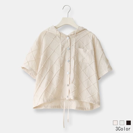 ダイヤピンタックフーディーブラウス[14914453]natural mist