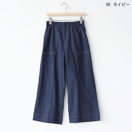 配色ステッチリネン混ワイドパンツ[31917327]natural mist