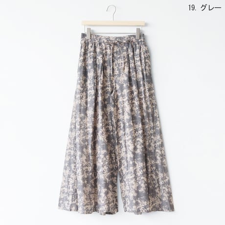 【洗える】ボタニカルプリントワイドパンツ[61217281]naturalmist