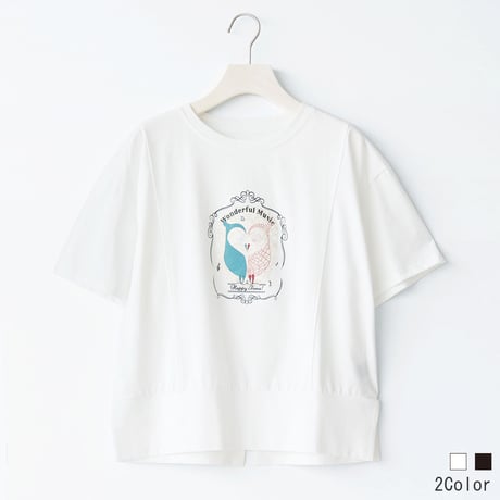 レースコラージュバードプリントカットソー[22031482]vivid
