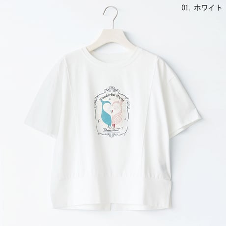 レースコラージュバードプリントカットソー[22031482]vivid