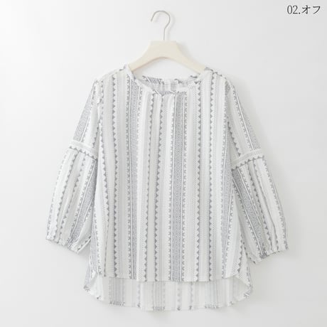 クロスステッチプリントデザインブラウス

[30113372]natural mist